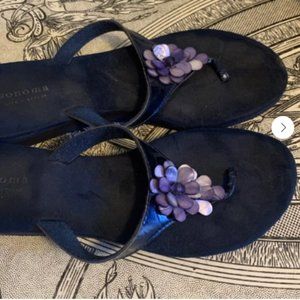 Blue Wedge Flip Flops